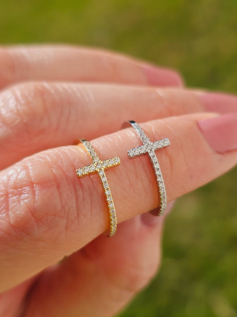 .925 sterling silver CZ cross rings