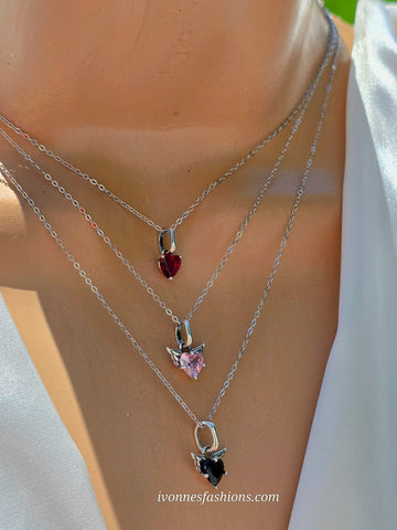 .925 Sterling silver color heart necklace