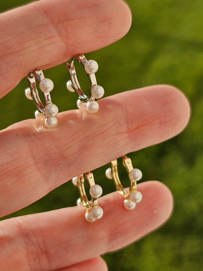 925 Sterling silver 10mm Pearls hoop earrings