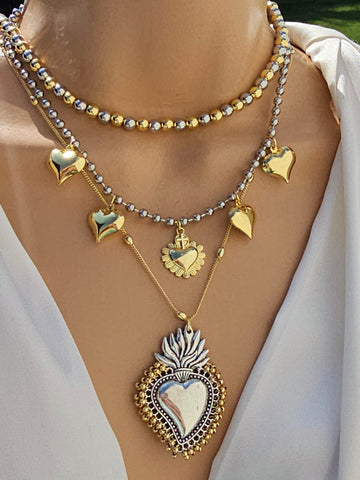 18k gold plated sacred heart necklaces