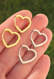 .925 Sterling silver heart baguette CZ hoop earrings
