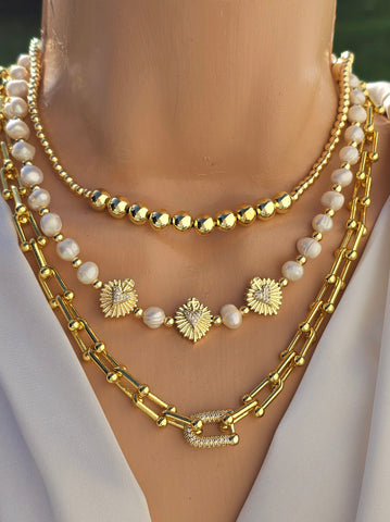 18k gold plated and freshwater pearls necklaces