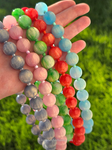 18k gold plated Chunky acrylic beaded necklaces