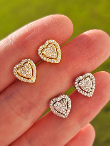 . 925 Sterling silver and CZ heart studs