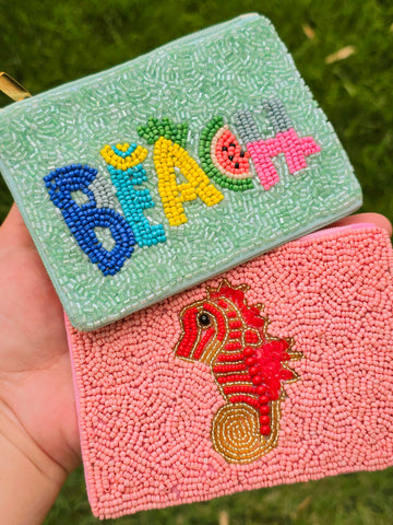 Fashion seed beads beach, sea horse coin purse