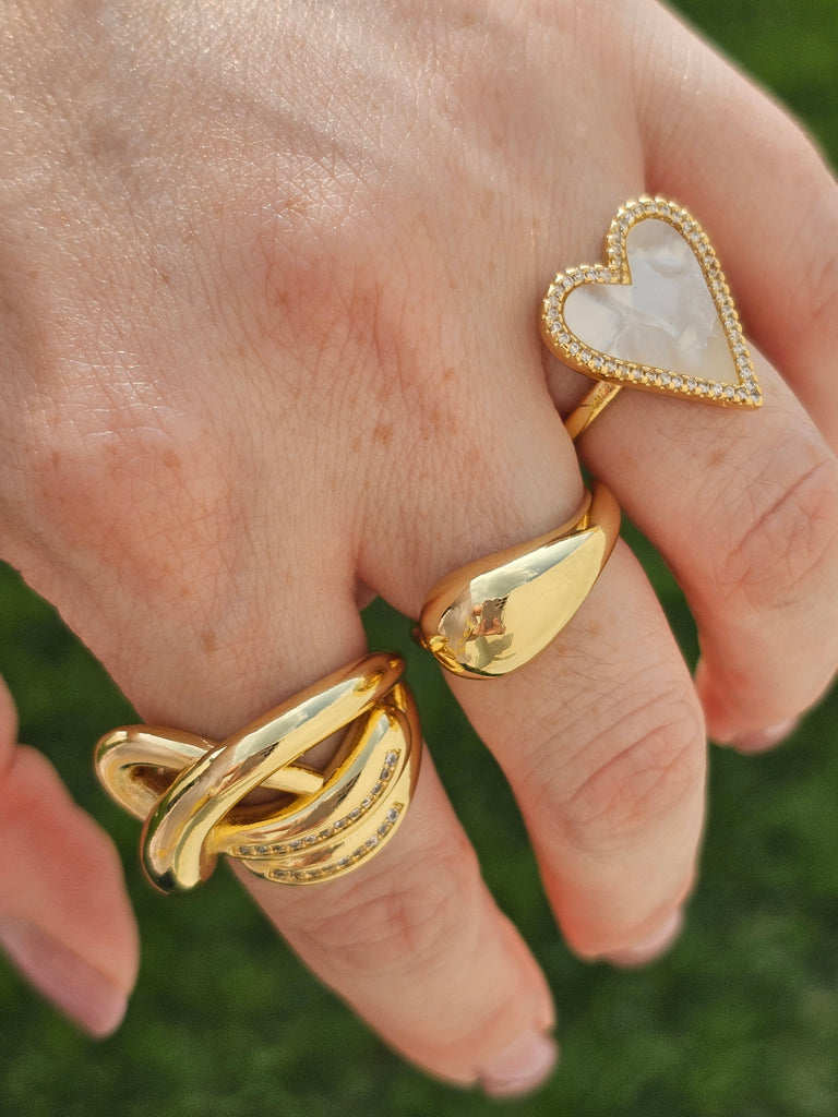 18k gold plated and seashell adjustable rings