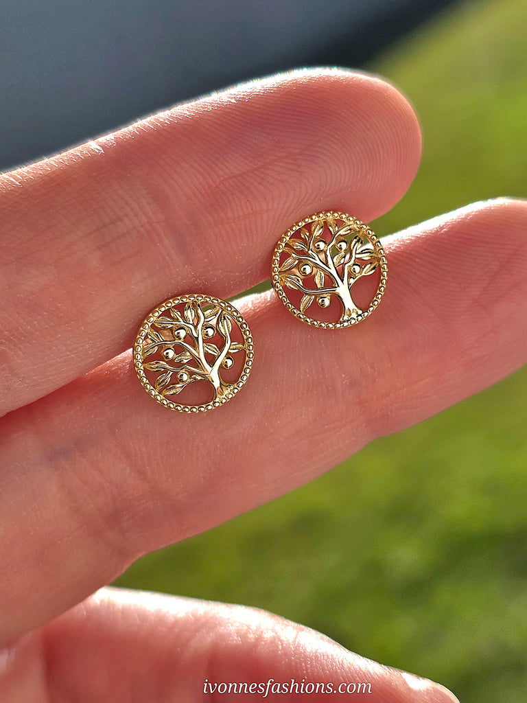 .925 sterling silver Tree of Life stud earrings