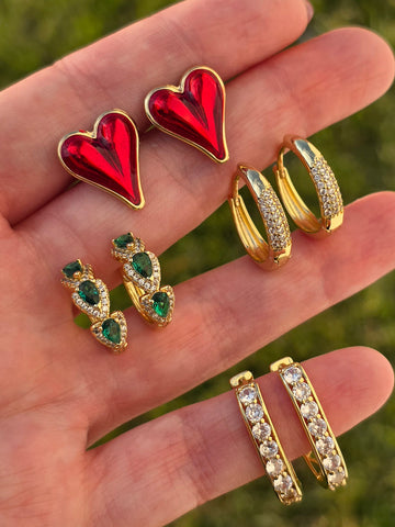18k gold plated heart and hoop earrings