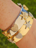 18k gold plated stars and heart bangle bracelets