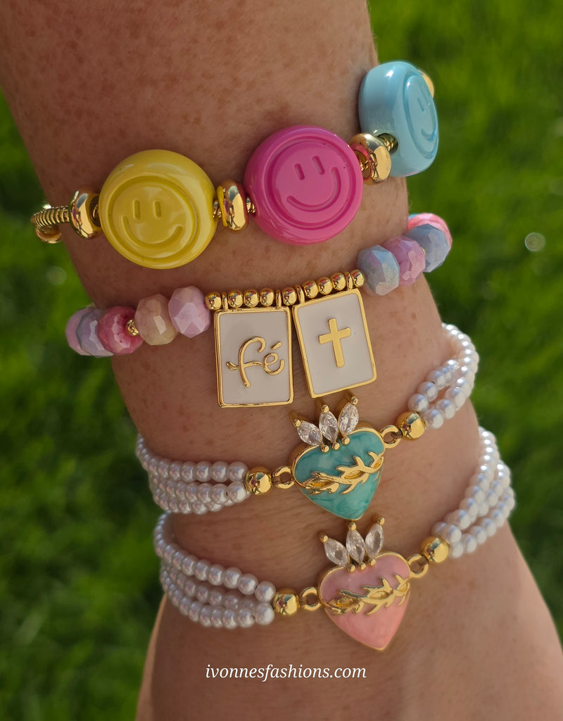 18k gold plated color religious and happy face bracelets
