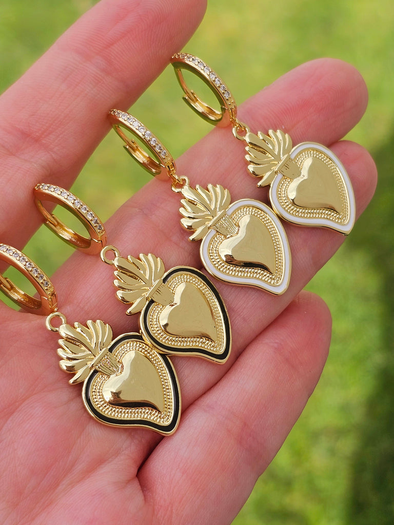 18k gold plated sacred heart earrings