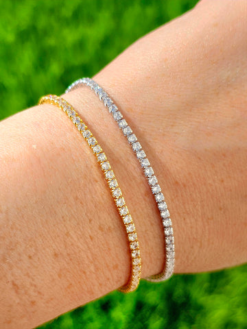 .925 Sterling silver tennis CZ adjustable bracelet