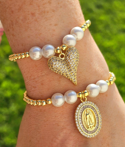 18k gold plated CZ and Pearls bracelets