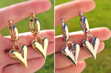 18k gold plated dangling heart hoop earrings