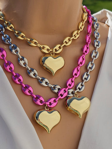 18k gold plated metallic heart necklace