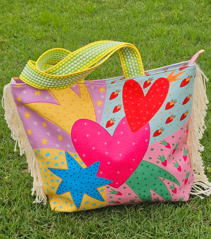 Fashion hearts tote handbag
