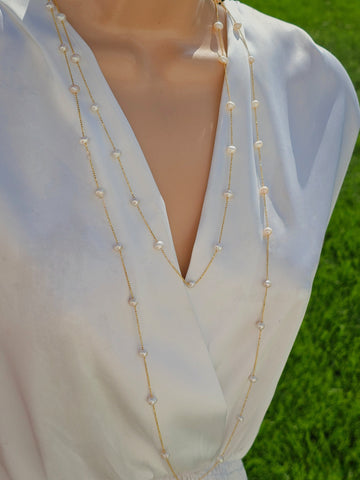 .925 Sterling silver natural freshwater pearl 24 & 36 in necklace