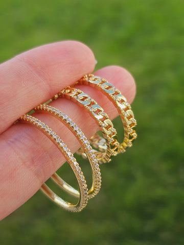 18k gold plated and zirconias hoop earrings
