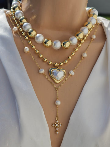 18k gold plated pearls necklaces