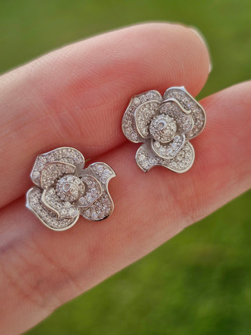.925 sterling silver rose earrings