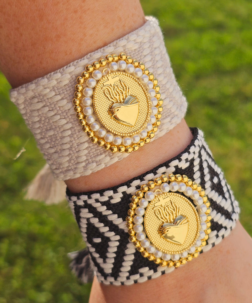 18k gold plated sacred heart woven bracelets