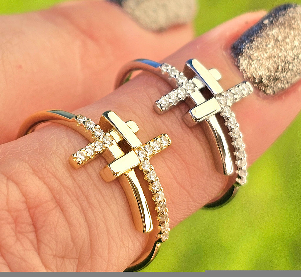 .925 sterling silver double cross rings