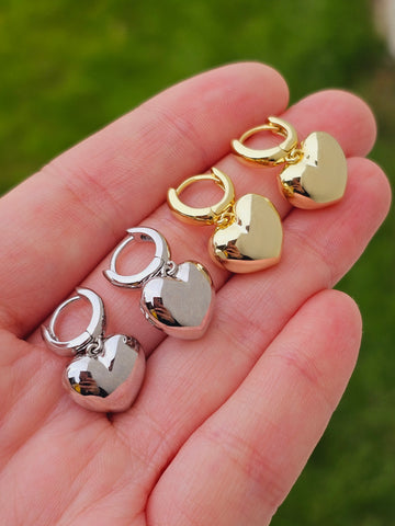.925 Sterling silver dangling heart earrings