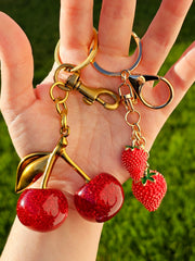 Fashion keychain cherry and strawberry