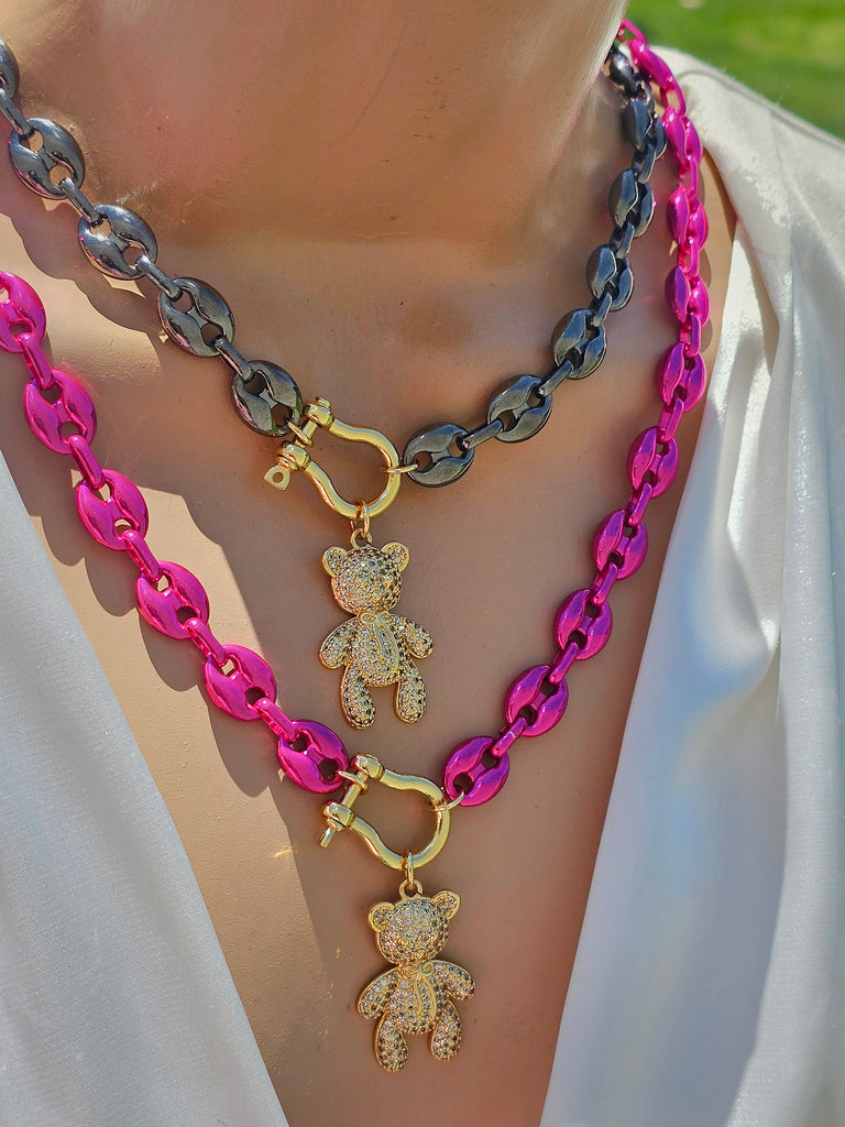 18k gold plated bear necklaces