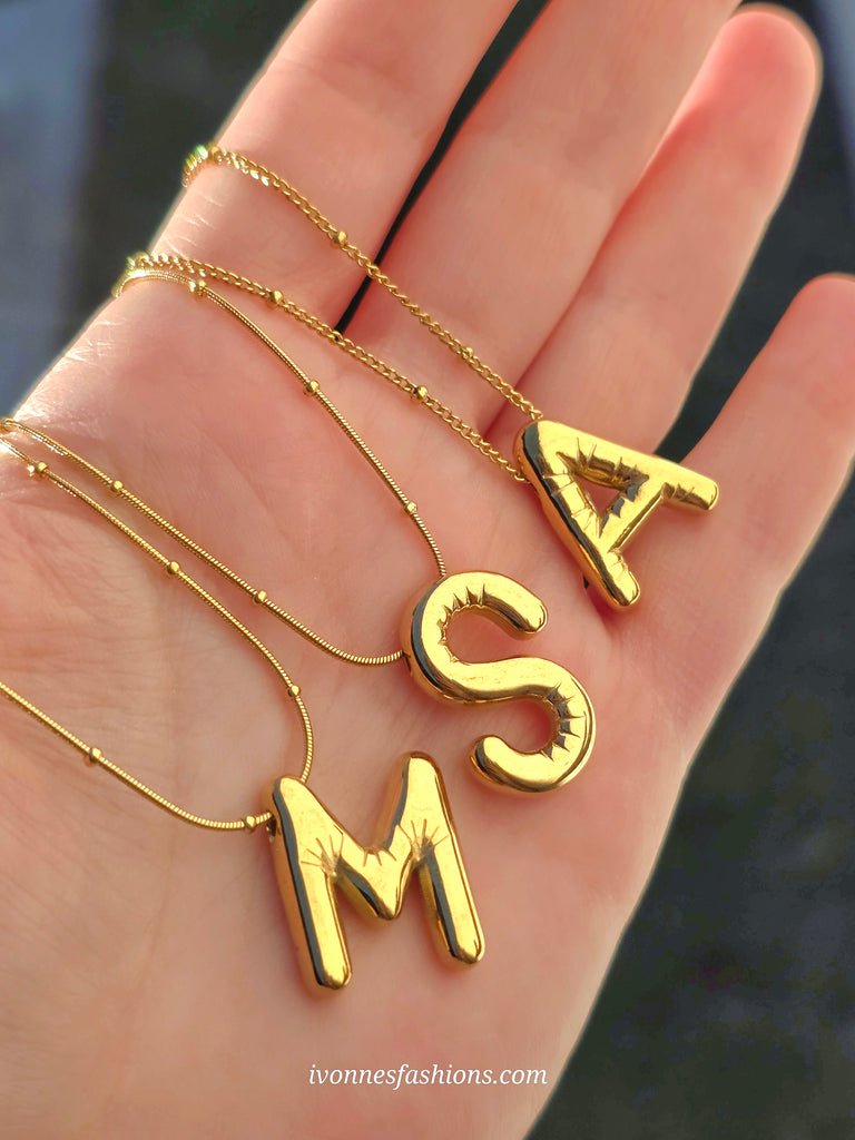 Stainless steel CZ initial necklace