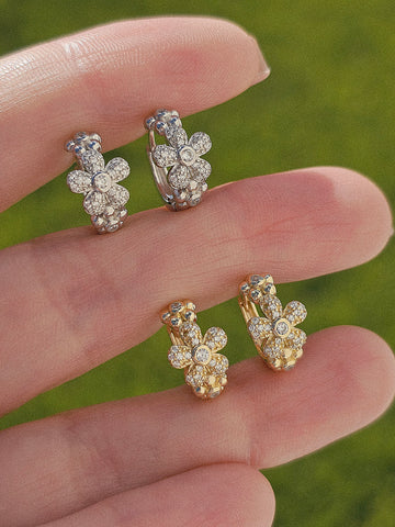 .925 sterling flower hoop earrings