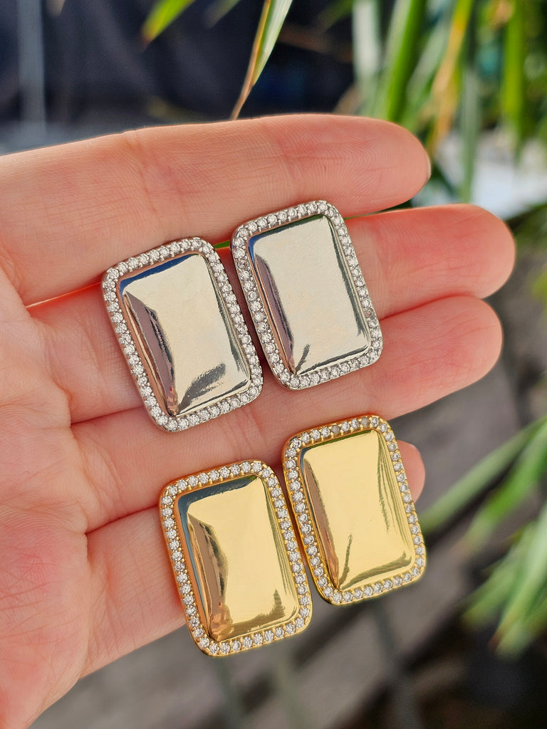 18k gold plated rectangle earrings