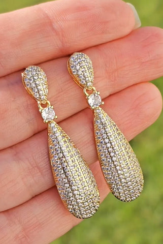 18k gold plated and zirconias drop earrings