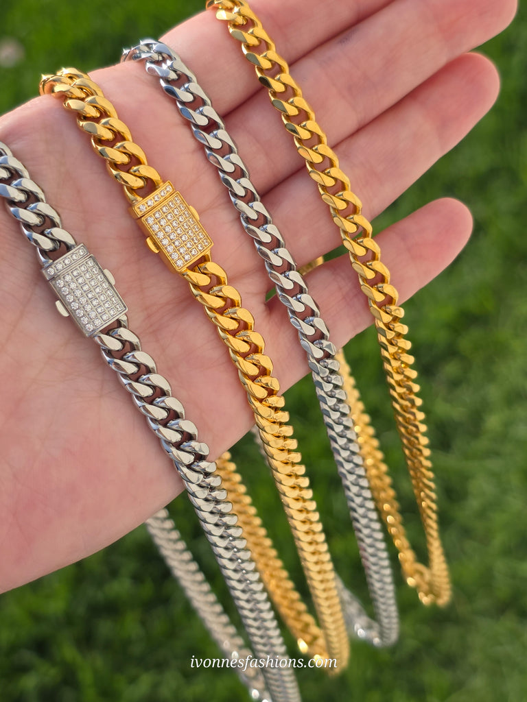 Stainless steel unisex cuban chain inspired necklaces