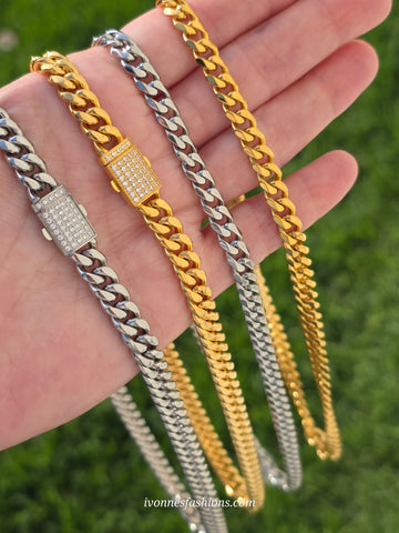 Stainless steel unisex cuban chain inspired necklaces