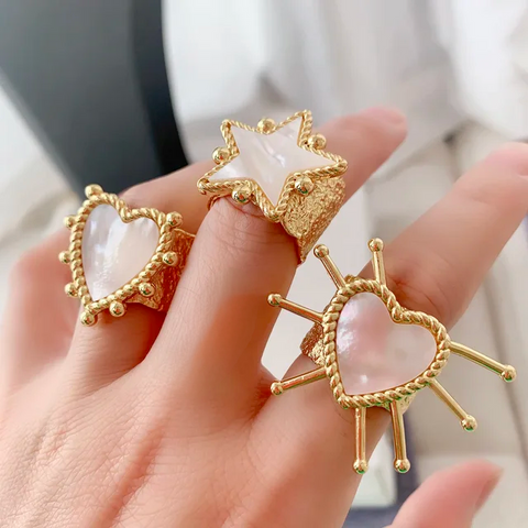 18k gold plated and seashell rings