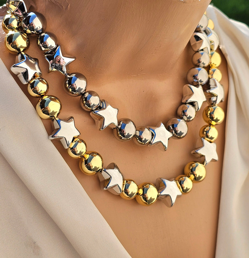 18k gold plated stars necklaces