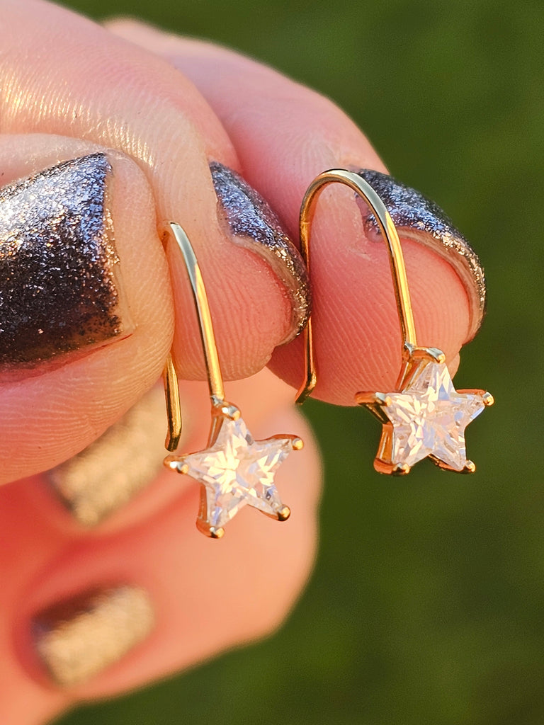 .925 sterling silver CZ star earrings