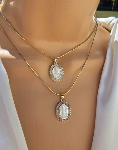 18k gold plated seashell lady of Guadalupe necklace