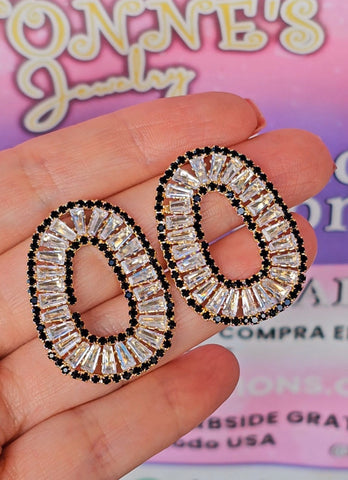 18k gold plated baguette zirconias statement earrings