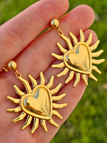 Stainless steel sacred heart earrings