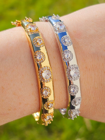 18k real gold plated CZ bangle