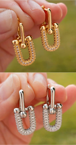 18k gold plated Paperclip links hoop earrings