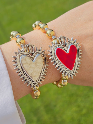 18k gold plated dangling sacred heart bracelets