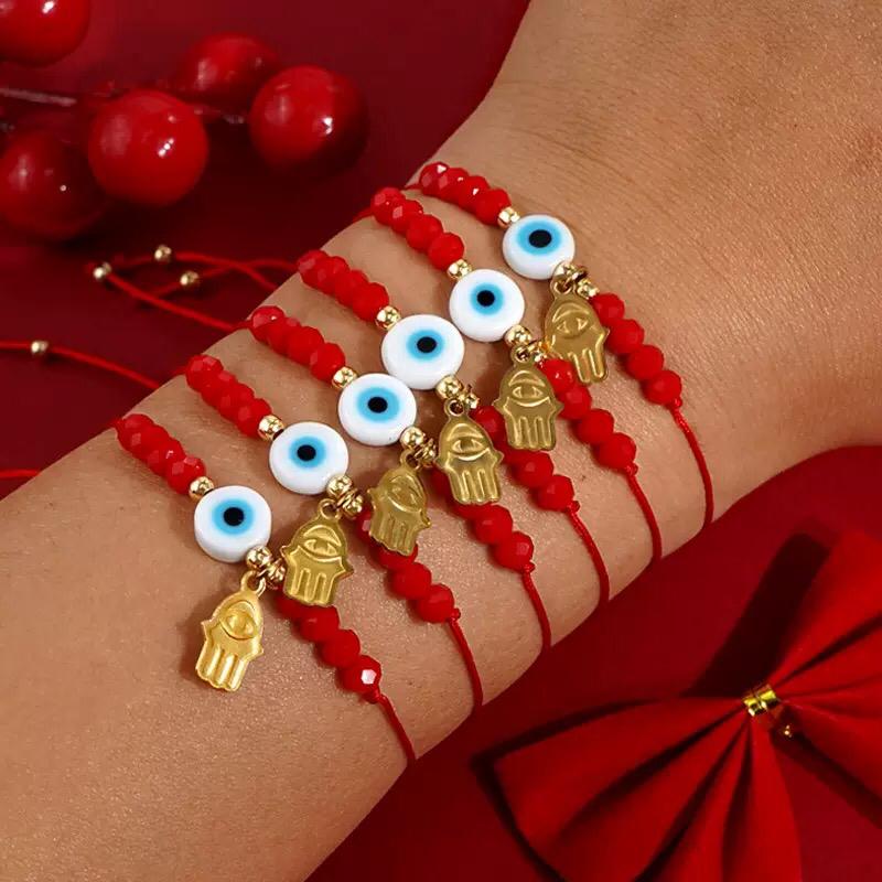 18k gold plated evil eye and hamsa hand bracelet