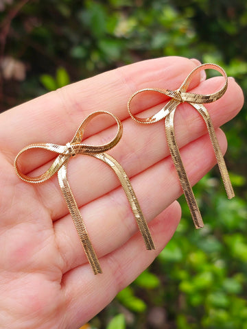 18k gold plated bow earrings