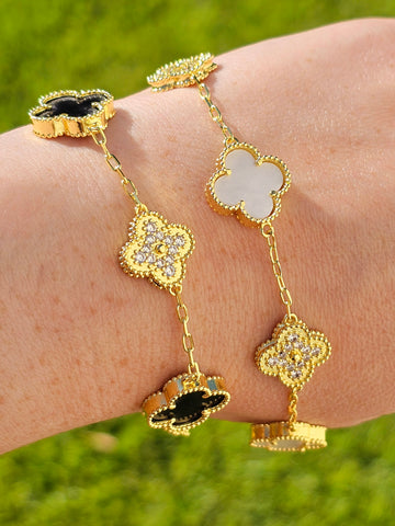 18k gold plated clover and CZ clover bracelets