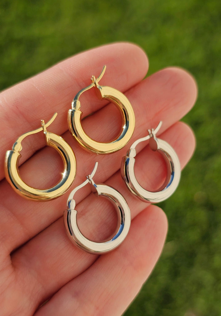 .925 Sterling silver plain 20mm hoop earrings