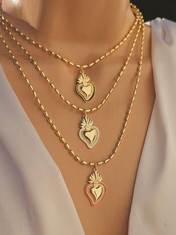 18k gold plated sacred heart necklaces
