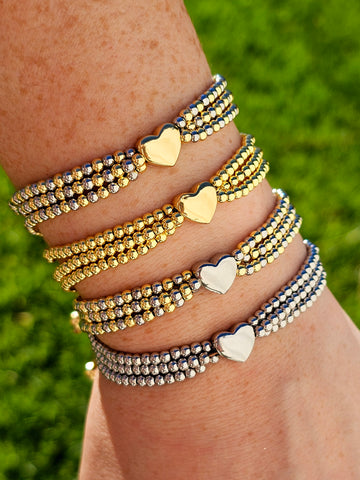 18k gold plated heart adjustable bracelets